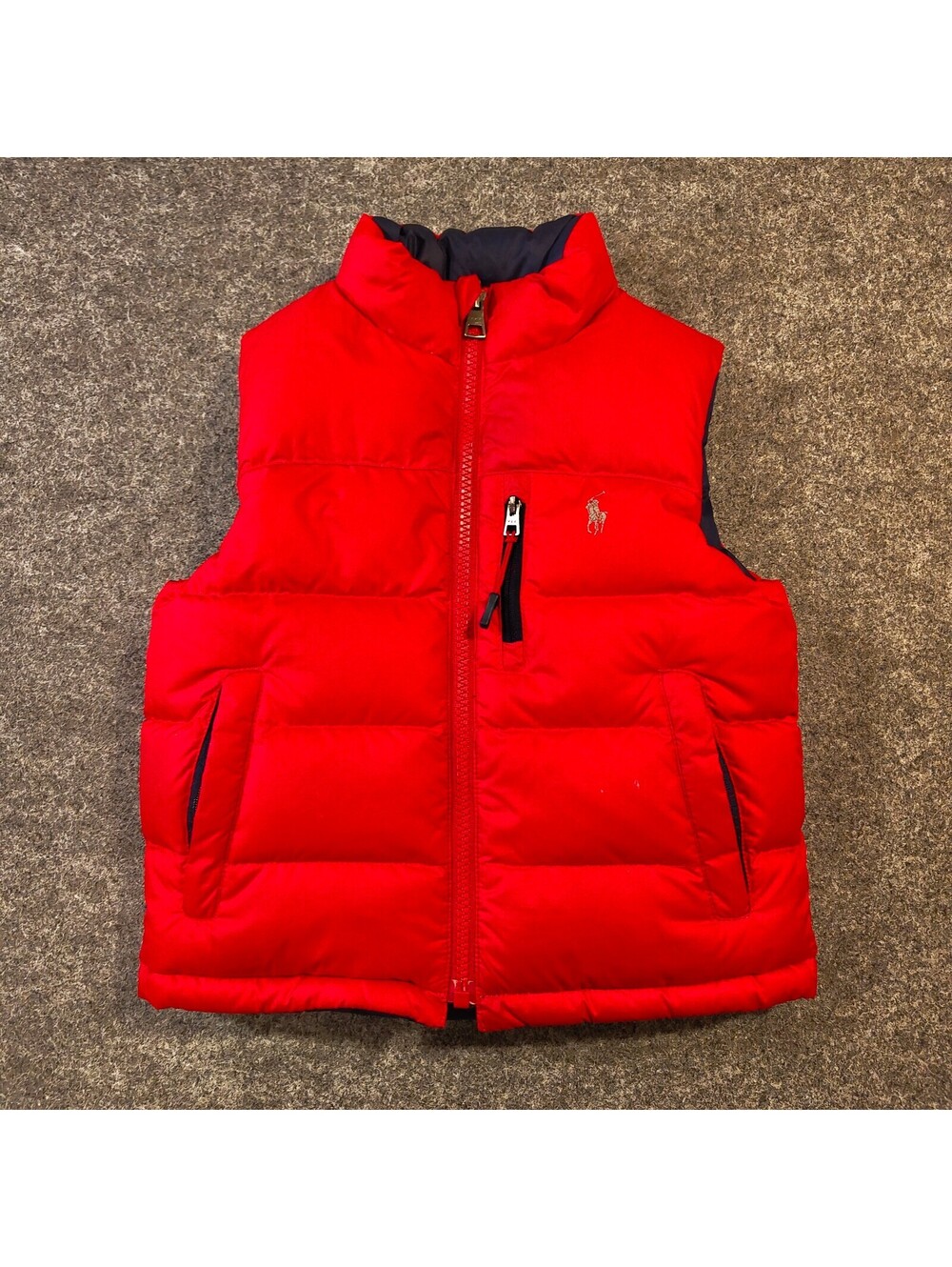 Polo Ralph Lauren Reversible Down Puffer Vest Red Navy Toddler 3T